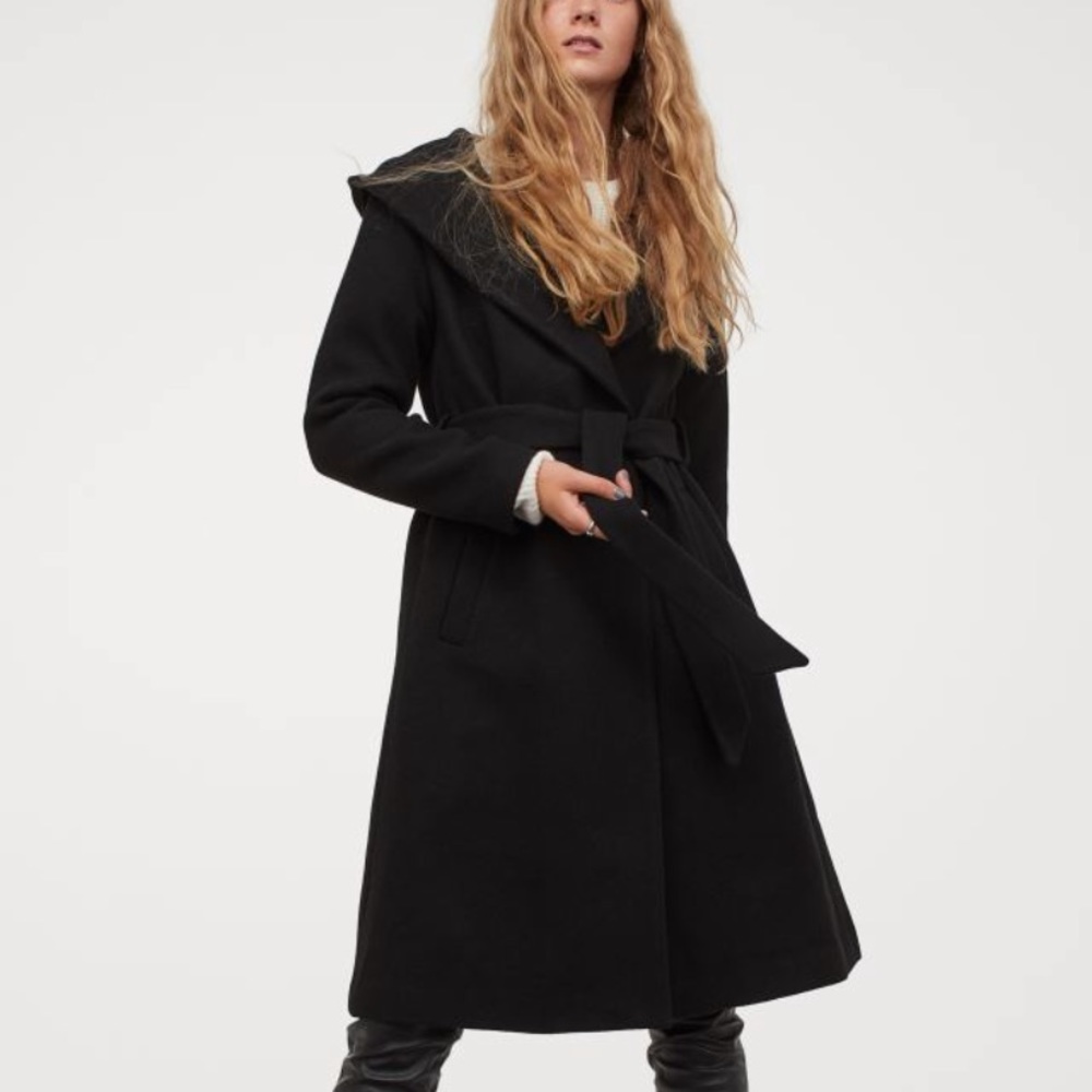 H&M hooded wool coat